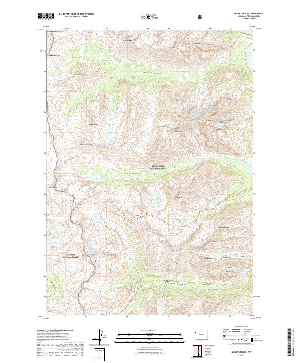 USGS US Topo 7.5-minute map for Mount Moran WY 2021