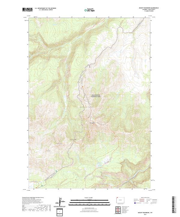 USGS US Topo 7.5-minute map for Mount Washburn WY 2021