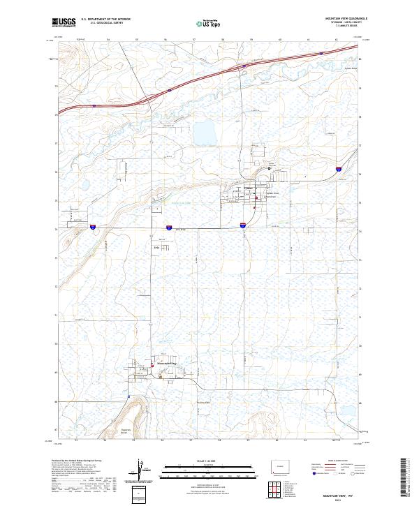 USGS US Topo 7.5-minute map for Mountain View WY 2021