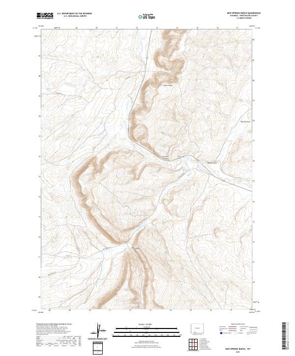 USGS US Topo 7.5-minute map for Mud Springs Ranch WY 2021