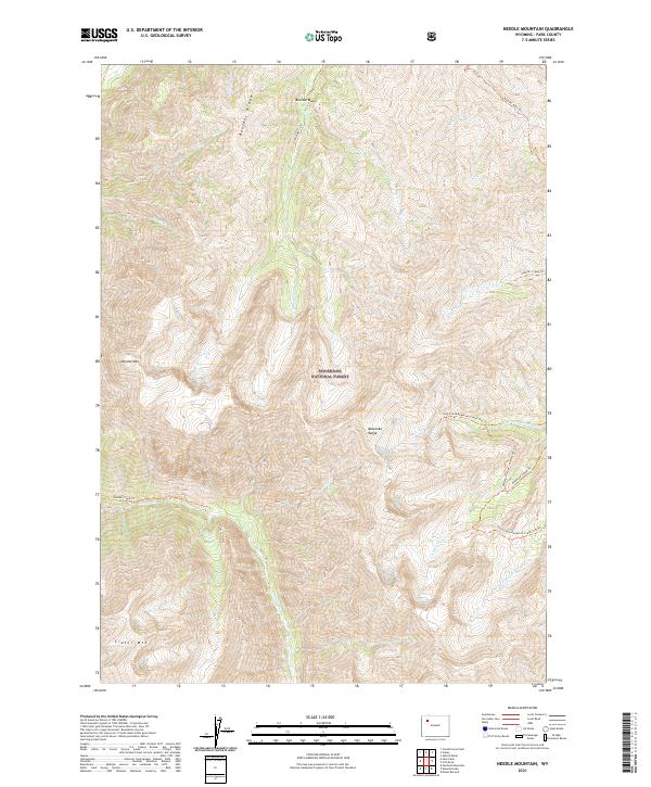 USGS US Topo 7.5-minute map for Needle Mountain WY 2021