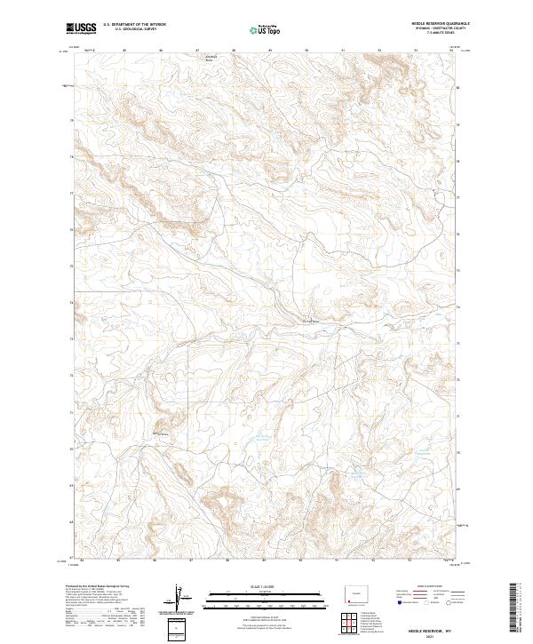 USGS US Topo 7.5-minute map for Needle Reservoir WY 2021