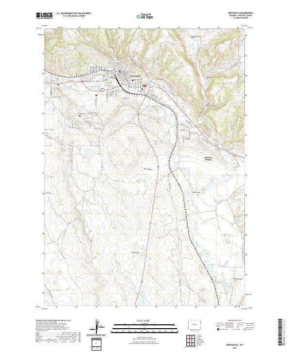 USGS US Topo 7.5-minute map for Newcastle WY 2021