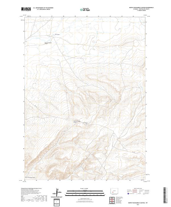 USGS US Topo 7.5-minute map for North Packsaddle Canyon WY 2021