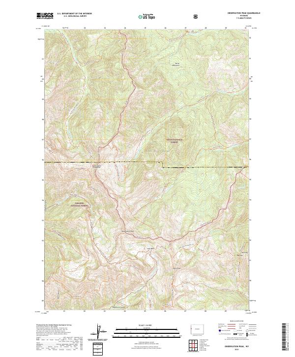 USGS US Topo 7.5-minute map for Observation Peak WY 2021