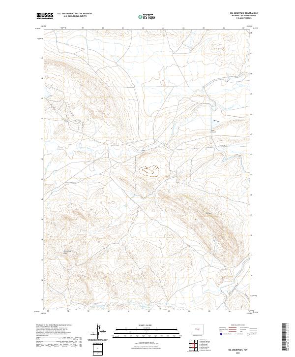 USGS US Topo 7.5-minute map for Oil Mountain WY 2021