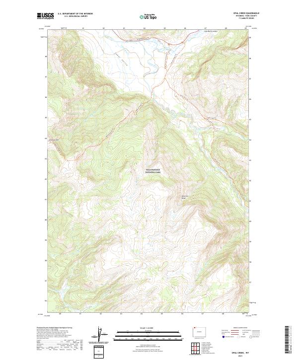 USGS US Topo 7.5-minute map for Opal Creek WY 2021