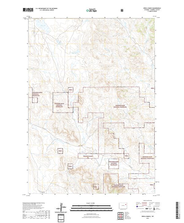 USGS US Topo 7.5-minute map for Open A Ranch WY 2021