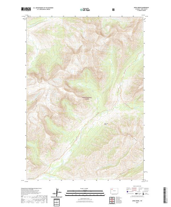 USGS US Topo 7.5-minute map for Open Creek WY 2021