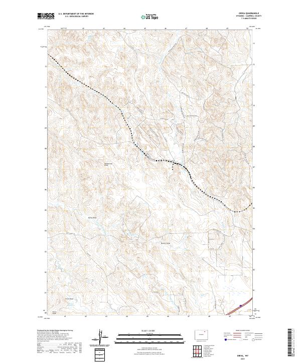 USGS US Topo 7.5-minute map for Oriva WY 2021