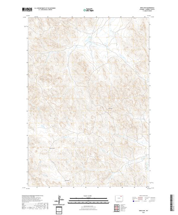 USGS US Topo 7.5-minute map for Oriva NW WY 2021