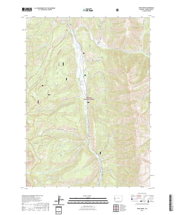 USGS US Topo 7.5-minute map for Park Creek WY 2021