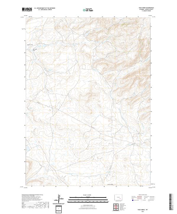 USGS US Topo 7.5-minute map for Pass Creek WY 2021