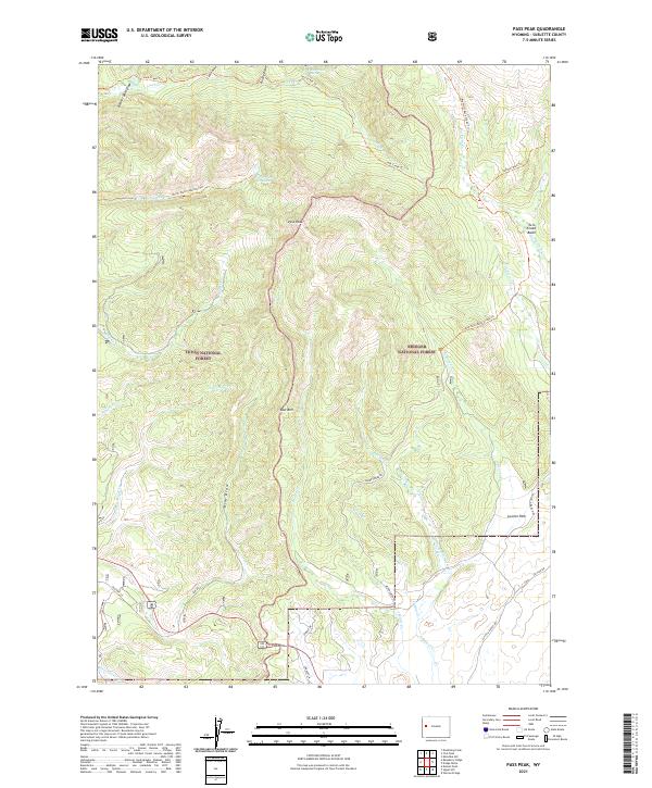 USGS US Topo 7.5-minute map for Pass Peak WY 2021