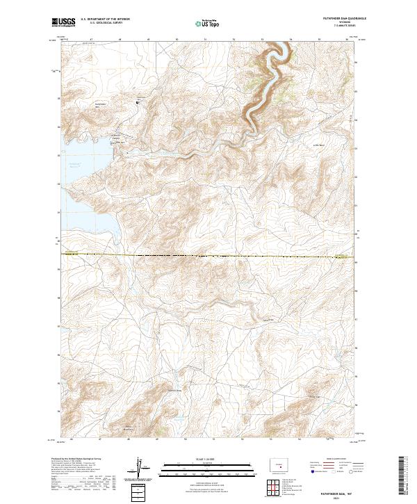 USGS US Topo 7.5-minute map for Pathfinder Dam WY 2021