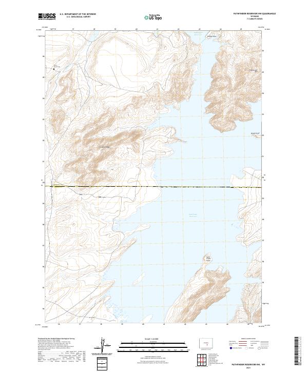 USGS US Topo 7.5-minute map for Pathfinder Reservoir NW WY 2021