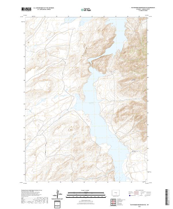 USGS US Topo 7.5-minute map for Pathfinder Reservoir SW WY 2021