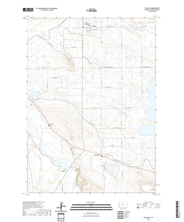 USGS US Topo 7.5-minute map for Pavillion WY 2021