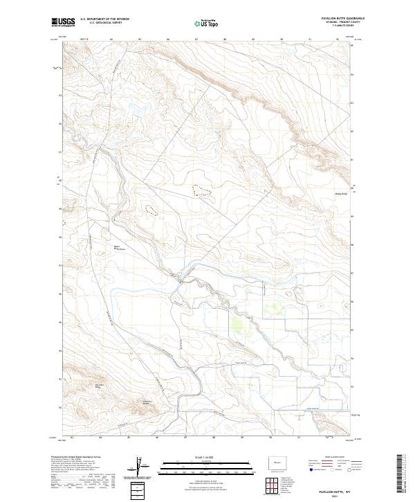 USGS US Topo 7.5-minute map for Pavillion Butte WY 2021