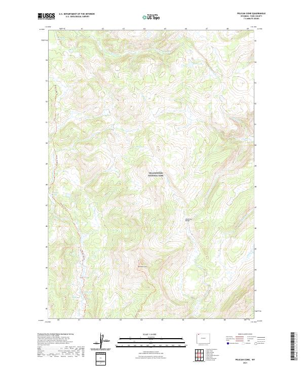 USGS US Topo 7.5-minute map for Pelican Cone WY 2021