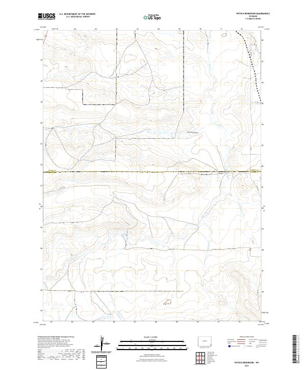 USGS US Topo 7.5-minute map for Petsch Reservoir WY 2021