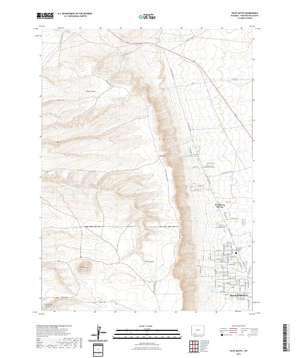 USGS US Topo 7.5-minute map for Pilot Butte WY 2021