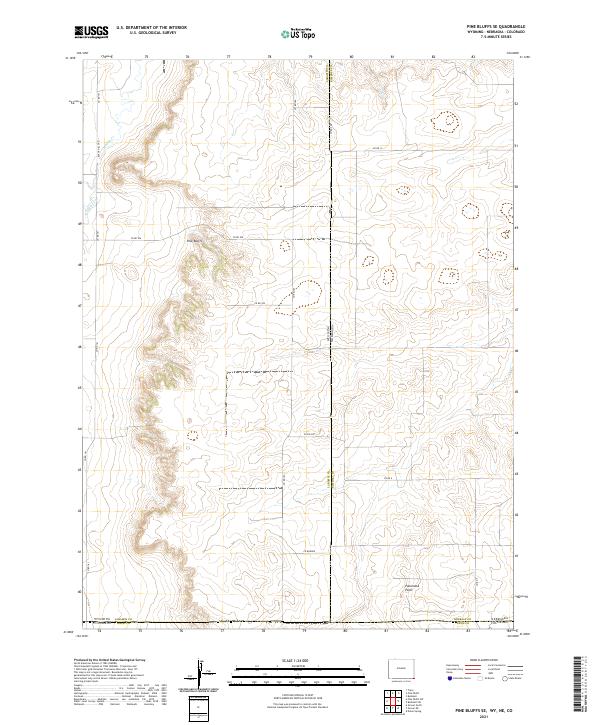 USGS US Topo 7.5-minute map for Pine Bluffs SE WYNECO 2021