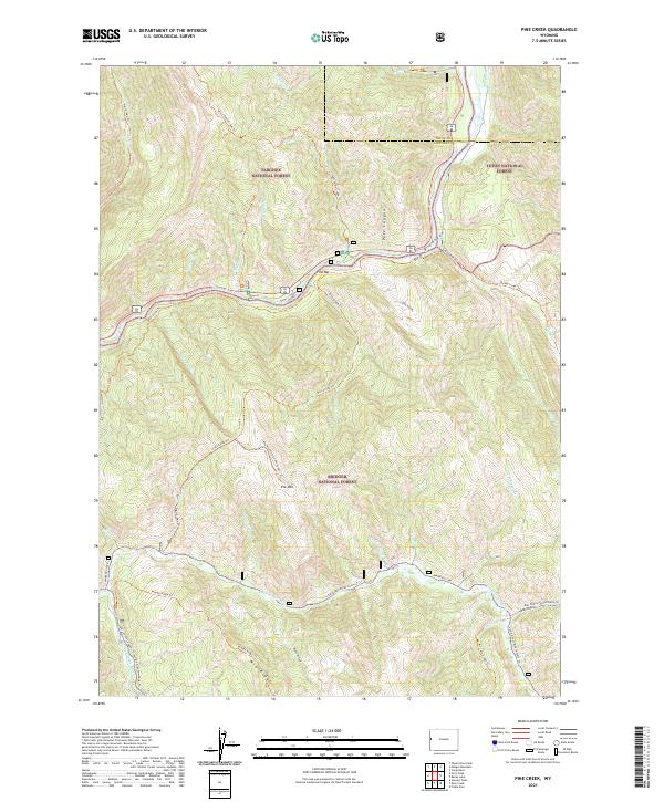 USGS US Topo 7.5-minute map for Pine Creek WY 2021