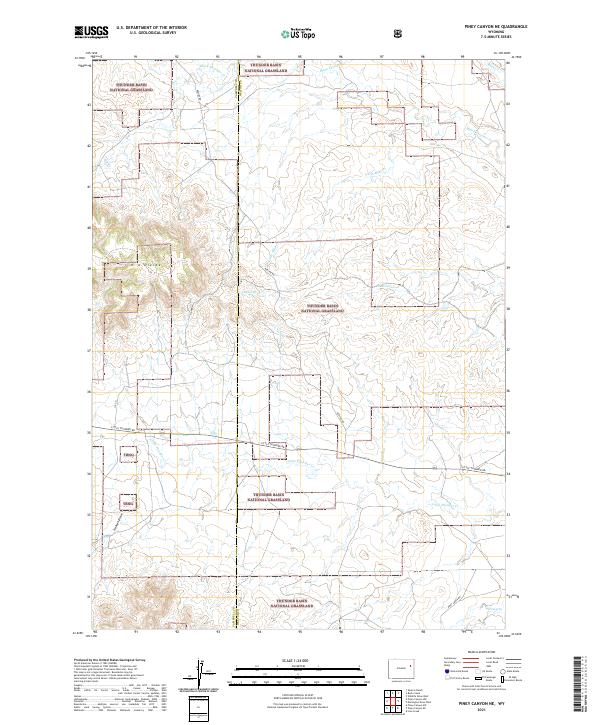 USGS US Topo 7.5-minute map for Piney Canyon NE WY 2021