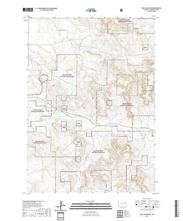 USGS US Topo 7.5-minute map for Piney Canyon NW WY 2021