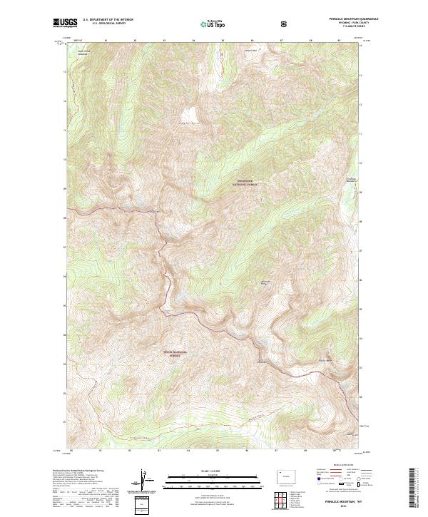 USGS US Topo 7.5-minute map for Pinnacle Mountain WY 2021