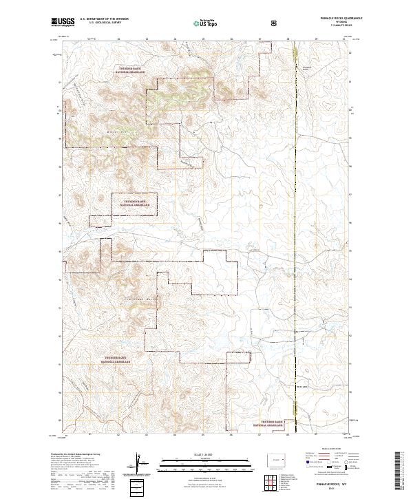 USGS US Topo 7.5-minute map for Pinnacle Rocks WY 2021