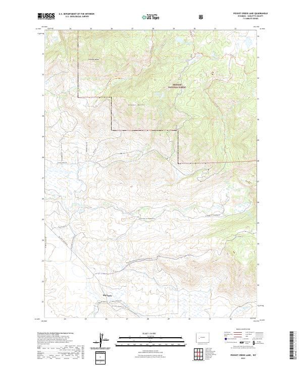 USGS US Topo 7.5-minute map for Pocket Creek Lake WY 2021