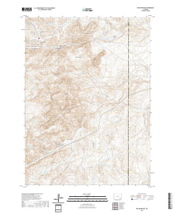 USGS US Topo 7.5-minute map for Poe Mountain WY 2021