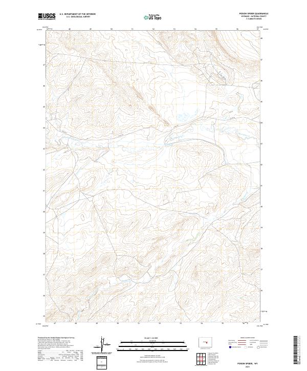 USGS US Topo 7.5-minute map for Poison Spider WY 2021