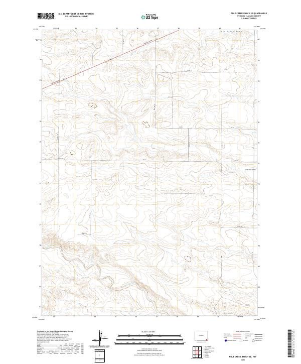 USGS US Topo 7.5-minute map for Pole Creek Ranch SE WY 2021