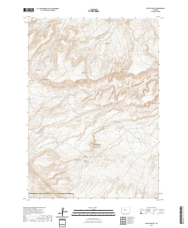 USGS US Topo 7.5-minute map for Potato Butte WY 2021