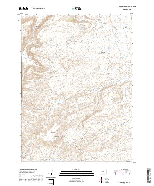 USGS US Topo 7.5-minute map for Potter Mountain WY 2021