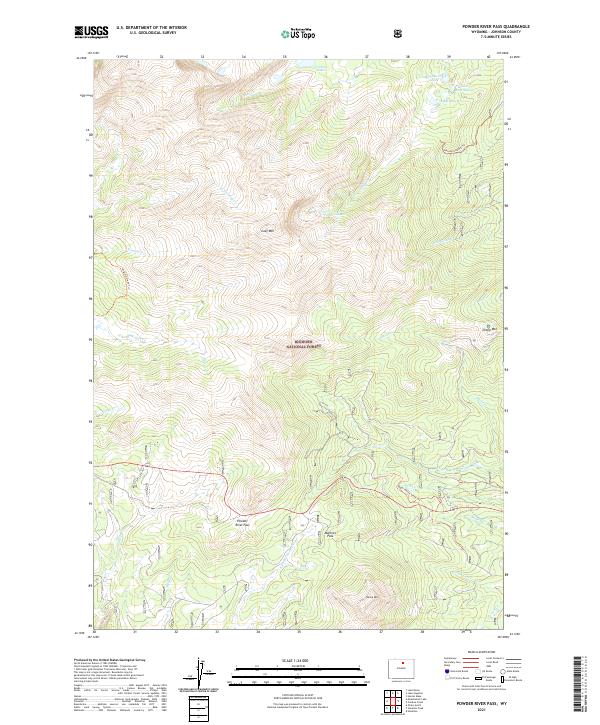 USGS US Topo 7.5-minute map for Powder River Pass WY 2021