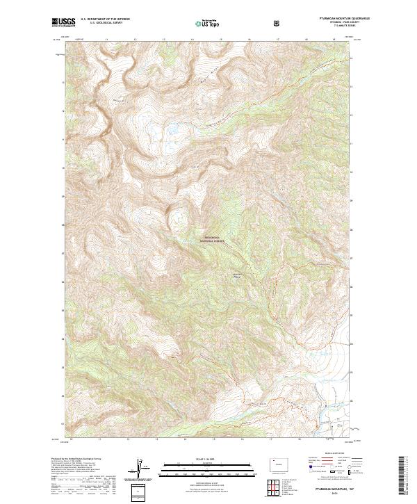 USGS US Topo 7.5-minute map for Ptarmigan Mountain WY 2021