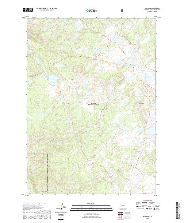 USGS US Topo 7.5-minute map for Raid Lake WY 2021