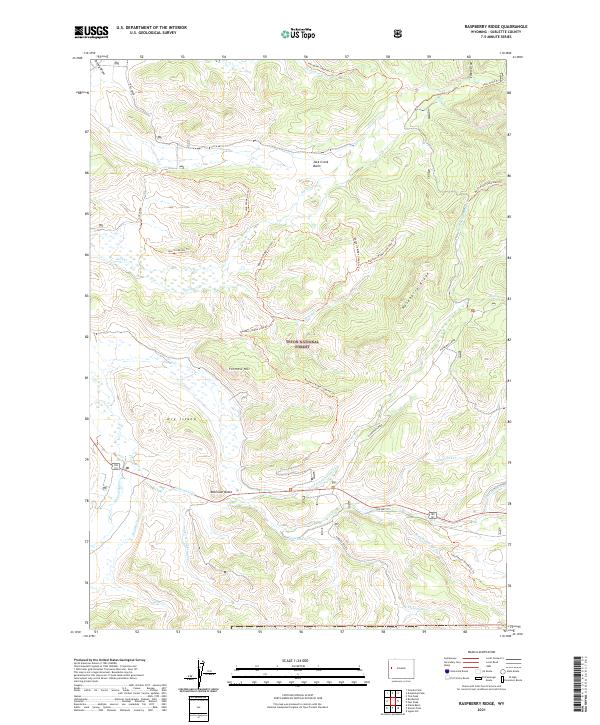 USGS US Topo 7.5-minute map for Raspberry Ridge WY 2021