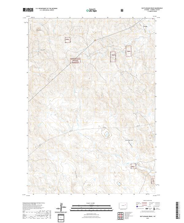 USGS US Topo 7.5-minute map for Rattlesnake Draw WY 2021