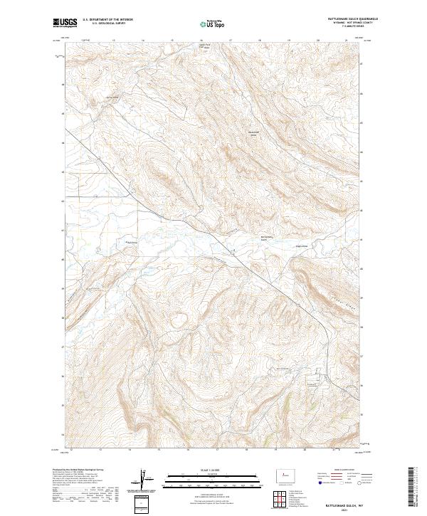 USGS US Topo 7.5-minute map for Rattlesnake Gulch WY 2021