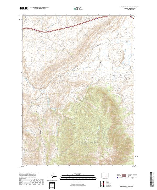 USGS US Topo 7.5-minute map for Rattlesnake Pass WY 2021