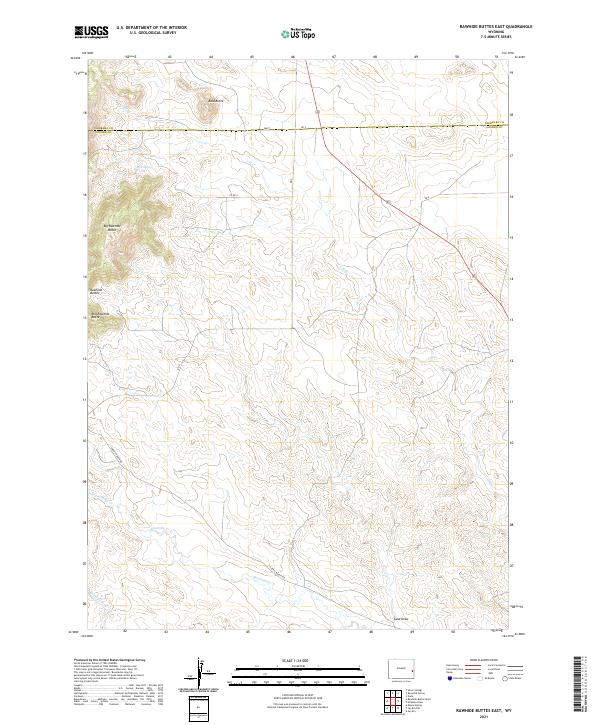 USGS US Topo 7.5-minute map for Rawhide Buttes East WY 2021