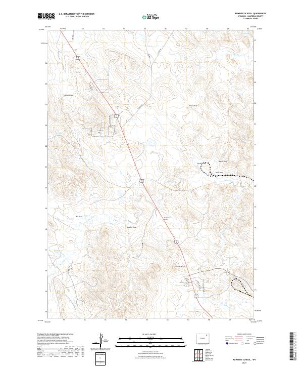 USGS US Topo 7.5-minute map for Rawhide School WY 2021