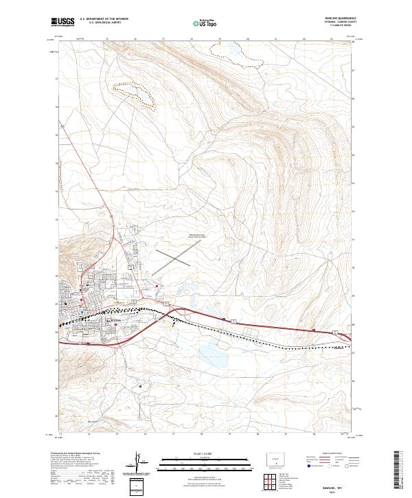 USGS US Topo 7.5-minute map for Rawlins WY 2021