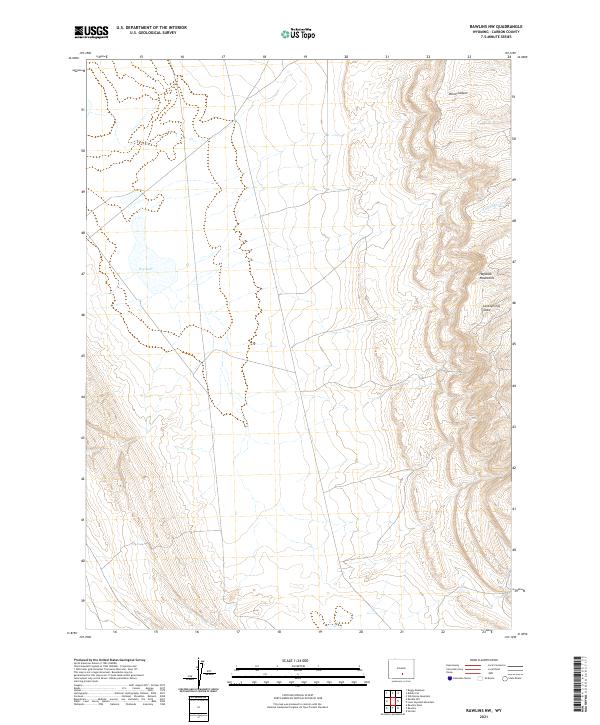 USGS US Topo 7.5-minute map for Rawlins NW WY 2021