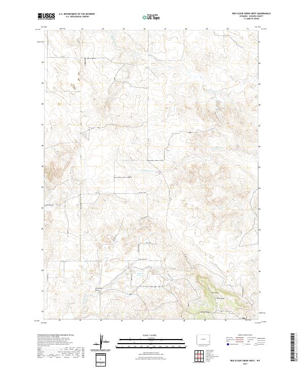 USGS US Topo 7.5-minute map for Red Cloud Creek West WY 2021